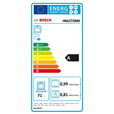 Bosch HBA272BB0 fekete, beépíthető, sütőtér: 71L, légkeverés, sütő