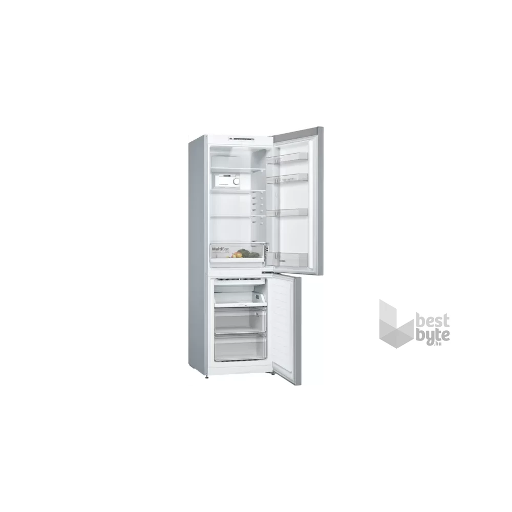 Bosch KGN36NLEA inox, alulfagyasztós, Hűtő:216L, Fagyasztó:89L, No frost hűtőszekrény