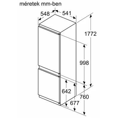 Bosch KIV865SE0 fehér, alulfagyasztós, beépíthető, Hűtő:183L, Fagyasztó:84L, Low frost hűtőszekrény
