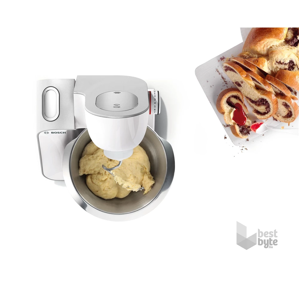 Bosch MUM58231 1000W, 3,9L, fehér-ezüst konyhai robotgép (Újszerű)