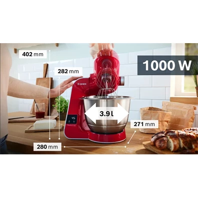 Bosch MUM5X720 1000W, 3,9L, vörös konyhai robotgép (Újszerű)