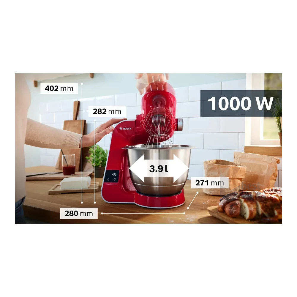 Bosch MUM5X720 1000W, 3,9L, vörös konyhai robotgép (Újszerű)