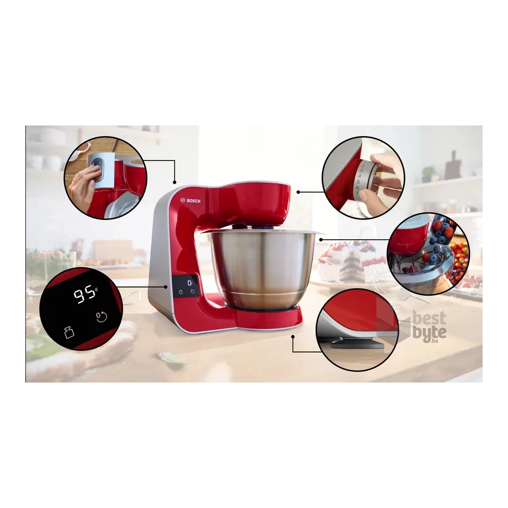 Bosch MUM5X720 1000W, 3,9L, vörös konyhai robotgép (Újszerű)