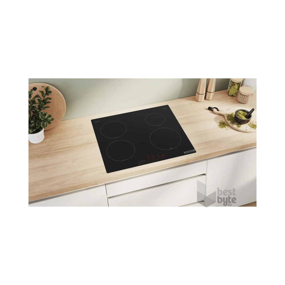 Bosch PUE611HC1E fekete, beépíthető, indukciós, főzőzóna: 4, beépíthető méret: 56cm, főzőlap