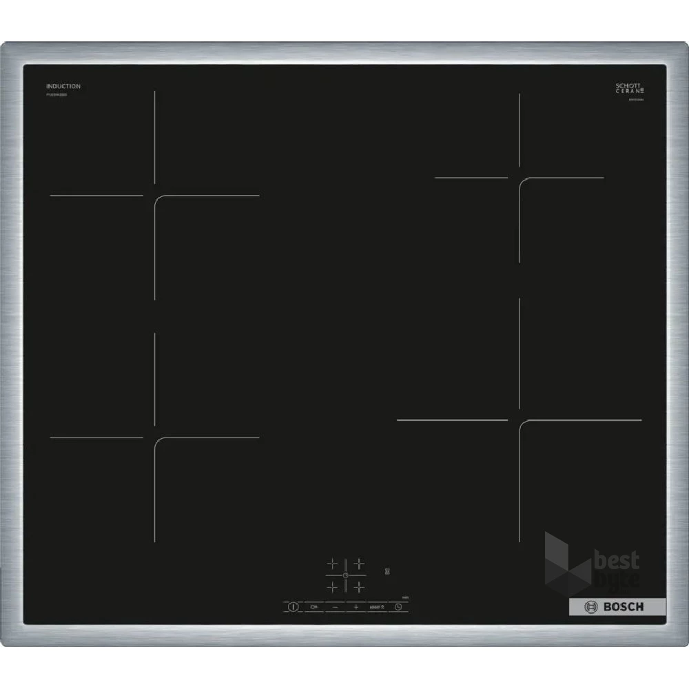 Bosch PUE64KBB5E fekete, beépíthető, indukciós, főzőzóna: 4, beépíthető méret: 56cm, főzőlap