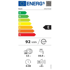 Bosch SMI2ITS33E inox, programok száma: 5, beépíthető, 12 terítékes mosogatógép 