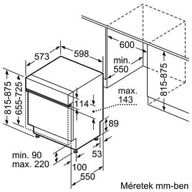 Bosch SMI2ITS33E inox, programok száma: 5, beépíthető, 12 terítékes mosogatógép 