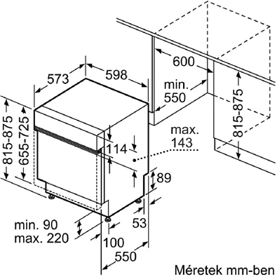 Bosch SMI4HTS00E beépíthető 13 terítékes mosogatógép (Használt - B)