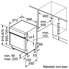 Bosch SMI4HTS14E ezüst, programok száma:6, beépíthető, 13 terítékes mosogatógép