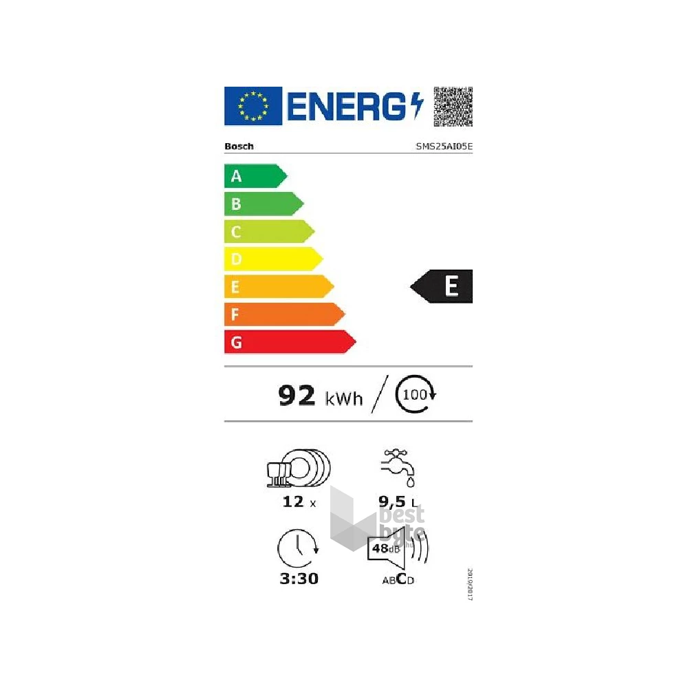 Bosch SMS25AI07E inox, programok száma: 5, szabadonálló, 12 terítékes mosogatógép 