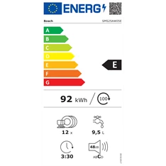 Bosch SMS25AW05E fehér, programok száma: 5, szabadonálló, 12 terítékes mosogatógép (Újszerű)