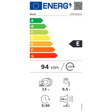 Bosch SMS46KI01E inox, programok száma: 6, szabadonálló, 13 terítékes mosogatógép (Újszerű)
