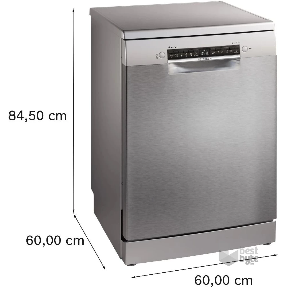 Bosch SMS4EVI00E inox, programok száma: 6, szabadonálló, 14 terítékes mosogatógép 