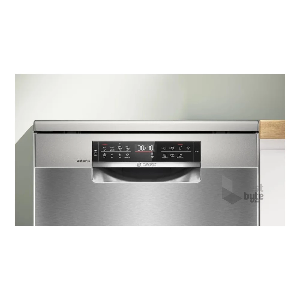 Bosch SMS8ECI02E inox, szabadonálló, programok száma:8, 14 terítékes mosogatógép