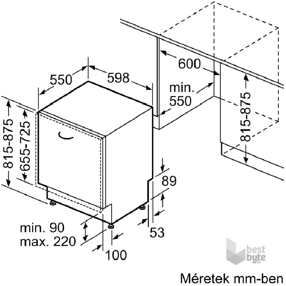 Bosch SMV4EVX04E programok száma: 6, beépíthető, 13 terítékes mosogatógép 