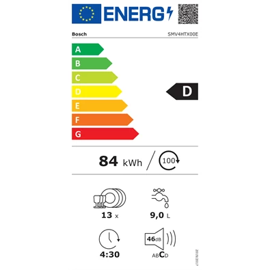 Bosch SMV4HTX00E beépíthető 13 terítékes mosogatógép