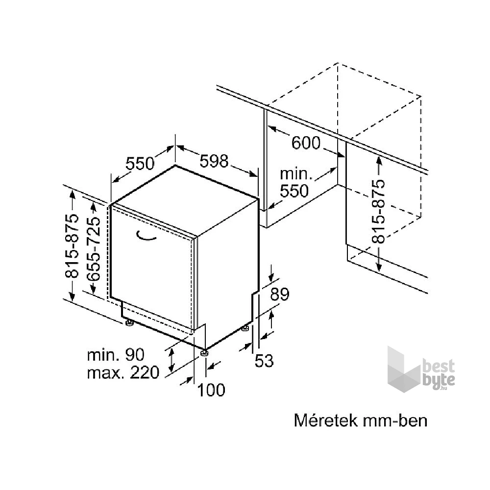 Bosch SMV4HTX00E beépíthető 13 terítékes mosogatógép