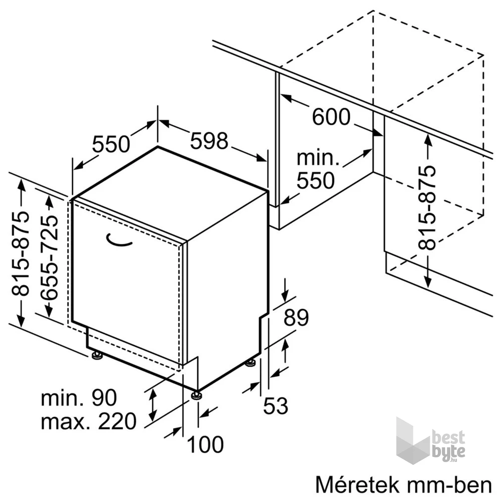 Bosch SMV4HVX33E programok száma: 13, beépíthető, 13 terítékes mosogatógép 