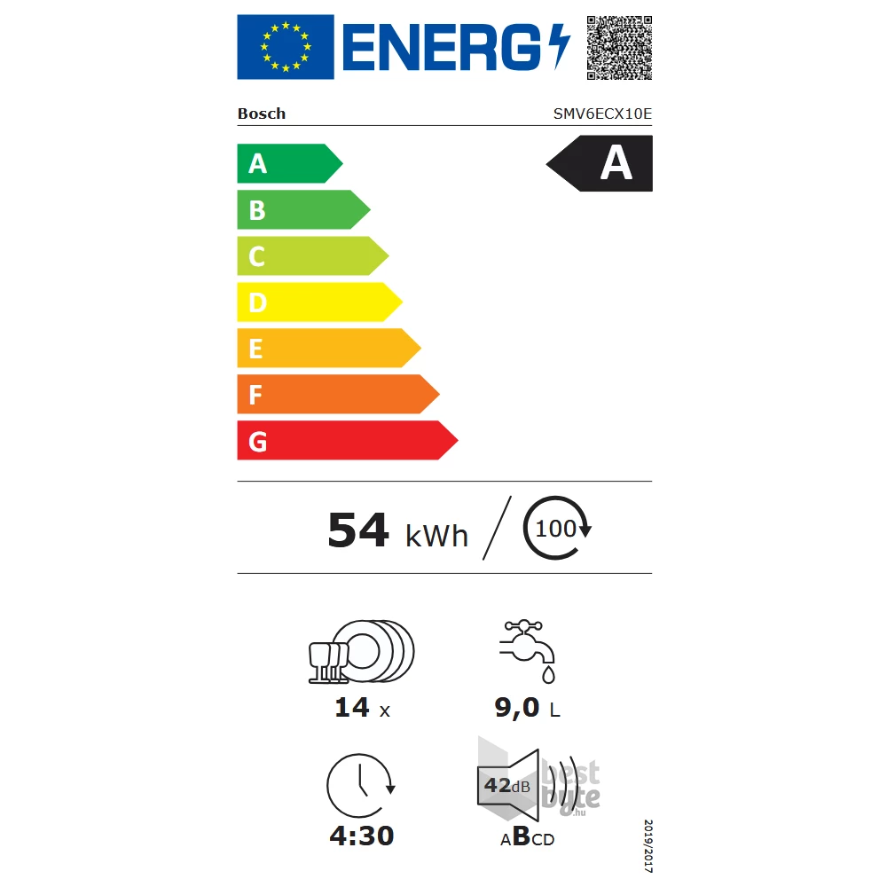 Bosch SMV6ECX10E programok száma: 8, beépíthető, 14 terítékes mosogatógép 
