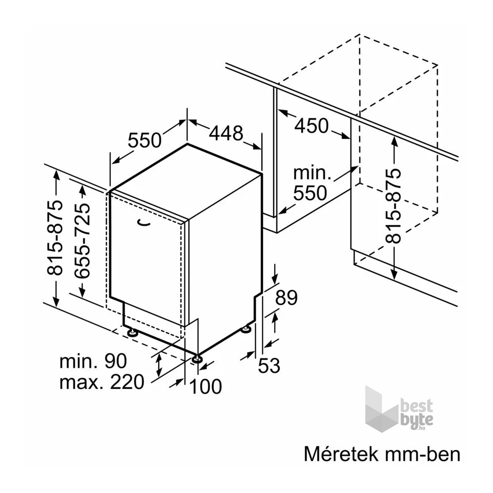 Bosch SPV4EMX17E ezüst, programok száma:6, beépíthető, 10 terítékes mosógatógép