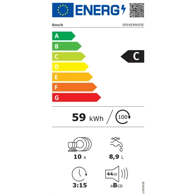 Bosch SPV6EMX05E beépíthető keskeny 10 terítékes mosogatógép