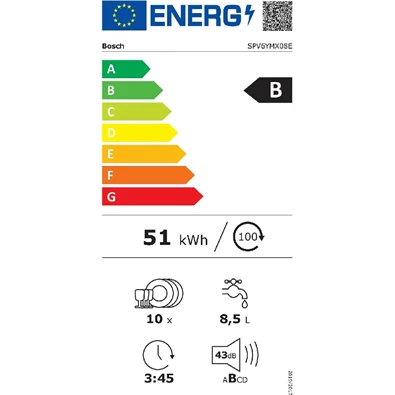 Bosch SPV6YMX08E beépíthető mosogatógép