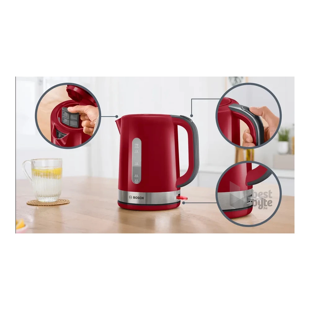 Bosch TWK6A514 1,7L-es vörös vízforraló