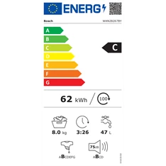 Bosch WAN28267BY fehér, elöltöltős, max.1400ford., 8 kg, mosógép