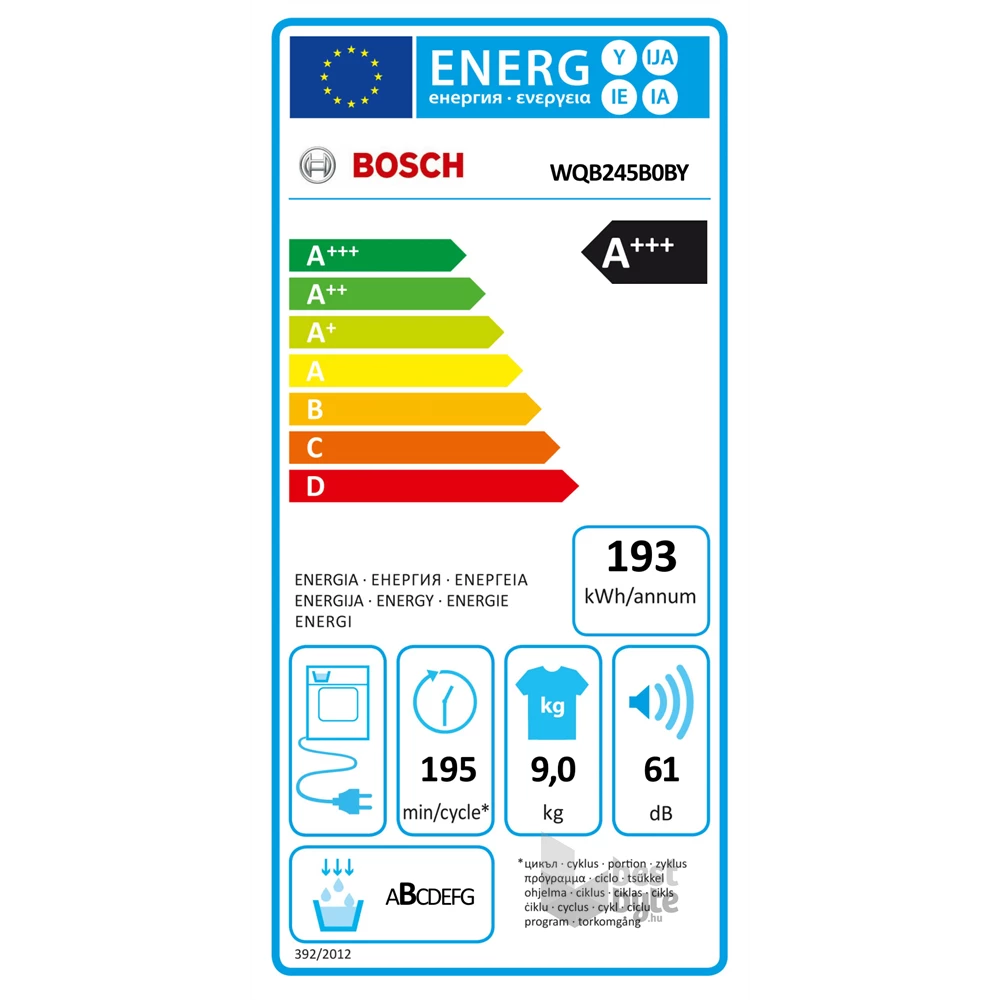 Bosch WQB245B0BY fehér, 9 kg, kondenzációs, szárítógép