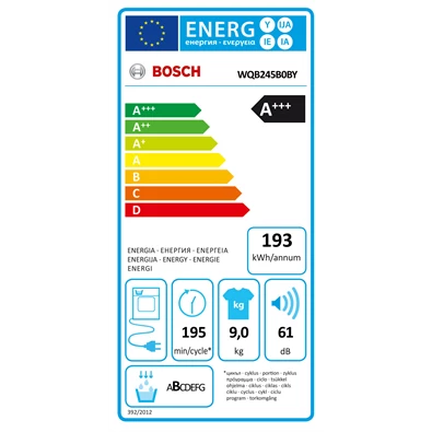 Bosch WQB245B0BY hőszivattyús kondenzációs szárítógép 9kg