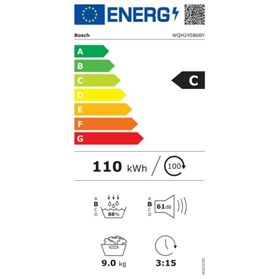 Bosch WQH245B6BY fehér-antracit, 9kg, hőszivattyús kondenzációs szárítógép