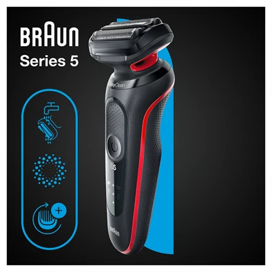 Braun 51-R1000S fekete-piros akkumulátoros férfi borotva