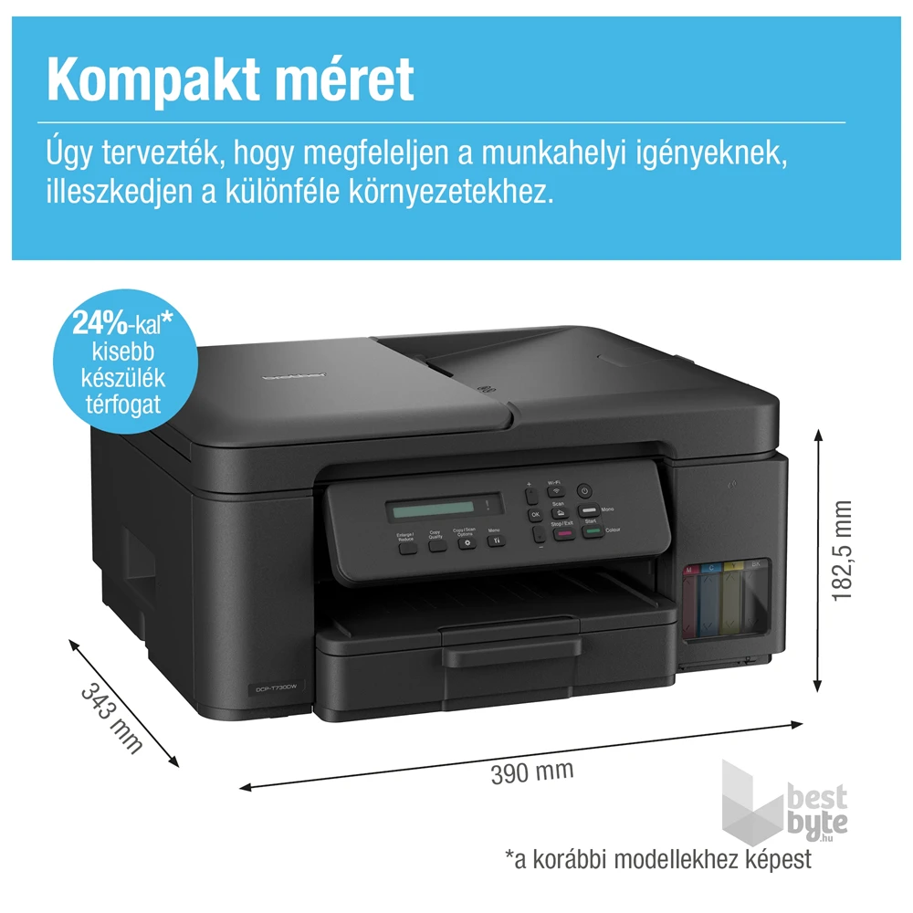 Brother DCP-T735W (16 lap/perc, WiFi/USB, 6000x1200dpi, ADF, duplex, 128MB) színes multifunkciós tintasugaras nyomtató