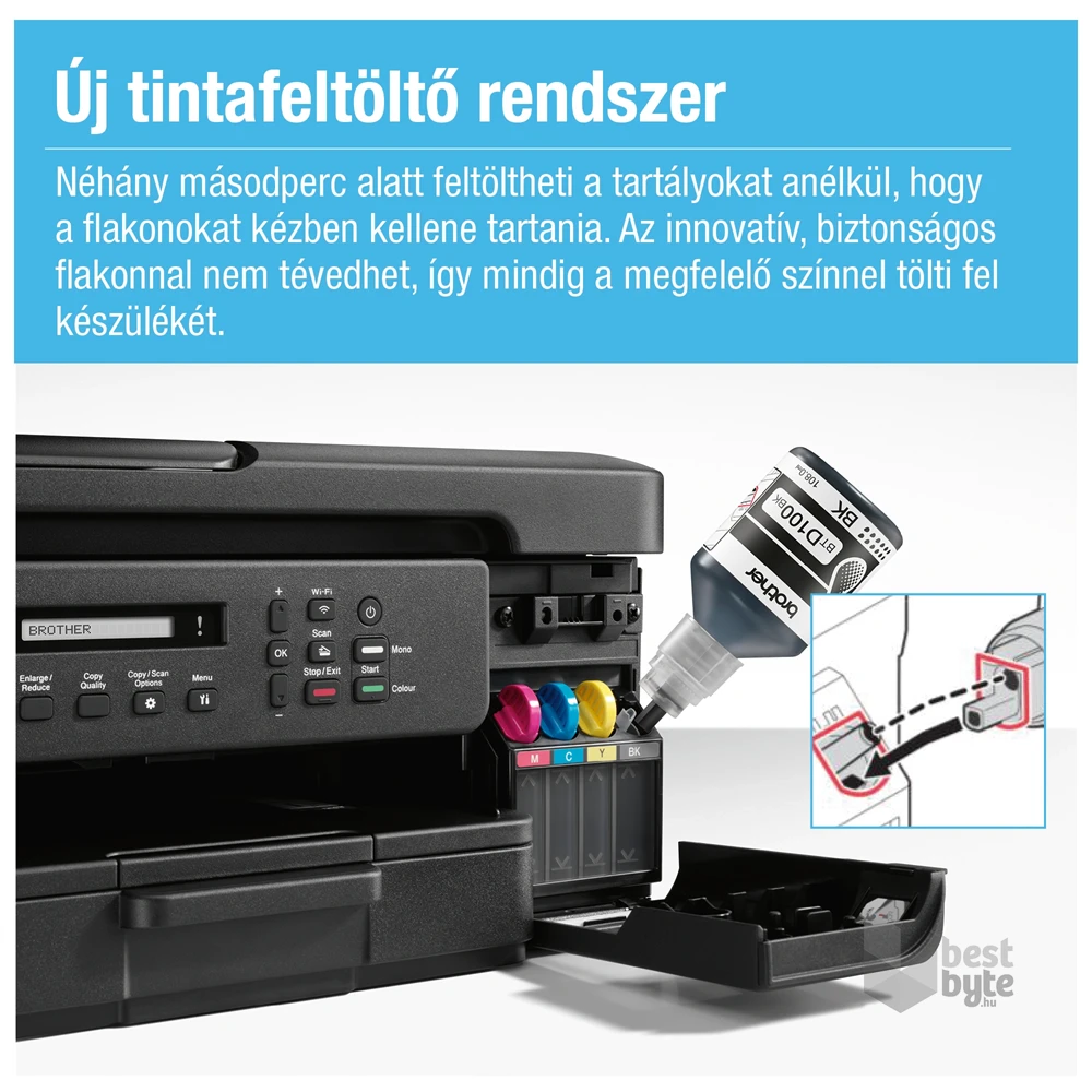 Brother DCP-T735W (16 lap/perc, WiFi/USB, 6000x1200dpi, ADF, duplex, 128MB) színes multifunkciós tintasugaras nyomtató
