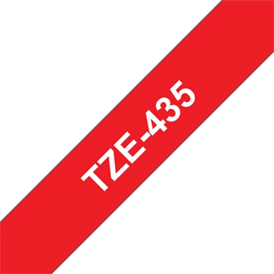 Brother szalag TZe-435, Piros alapon Fehér, Laminált, 12mm 0.47", 8 méter