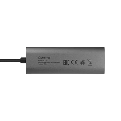 CHIEFTEC USB HUB 5-in-1, USB-C, 2xUSB-A, USB-C, HDMI, 80W USB-C Töltő port, fekete
