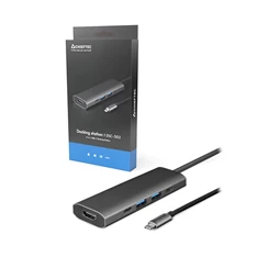 CHIEFTEC USB HUB 5-in-1, USB-C, 2xUSB-A, USB-C, HDMI, 80W USB-C Töltő port, fekete