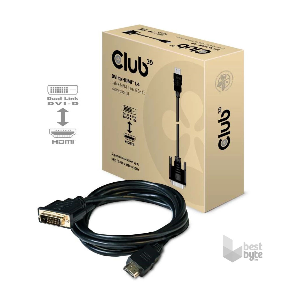 CLUB3D DVI - HDMI 1.4 2m kétirányú kábel