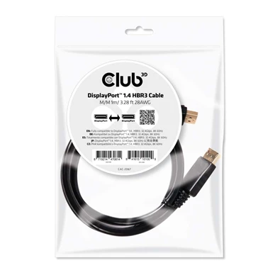 CLUB3D DisplayPort 1.4 HBR3 - DisplayPort 1.4 HBR3 8K/60Hz 1m kábel