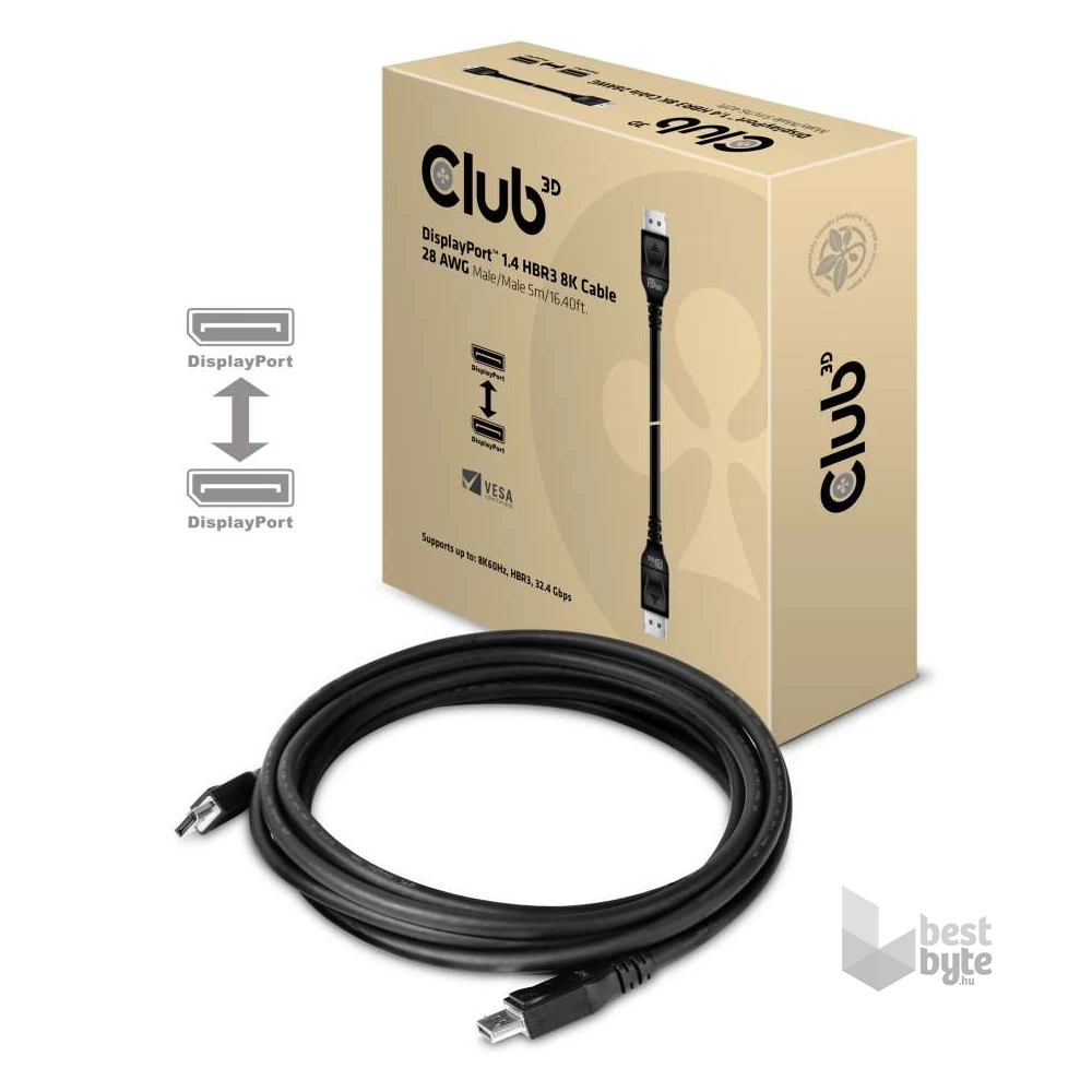 CLUB3D DisplayPort 1.4 HBR3 - DisplayPort 1.4 HBR3 8K 5m kábel