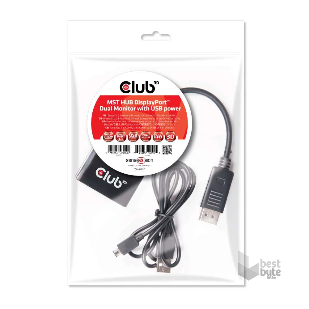 CLUB3D Displayport1.2 -2x Displayport HUB