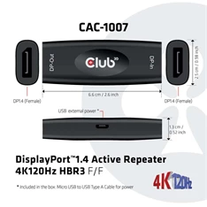 CLUB3D Displayport 1.4 4K120Hz HBR3 Active Repeater