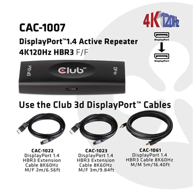 CLUB3D Displayport 1.4 4K120Hz HBR3 Active Repeater