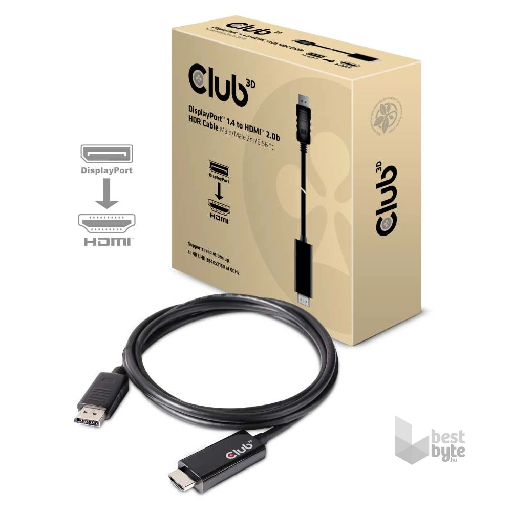 CLUB3D Displayport 1.4 - HDMI 2.0b 2m kábel
