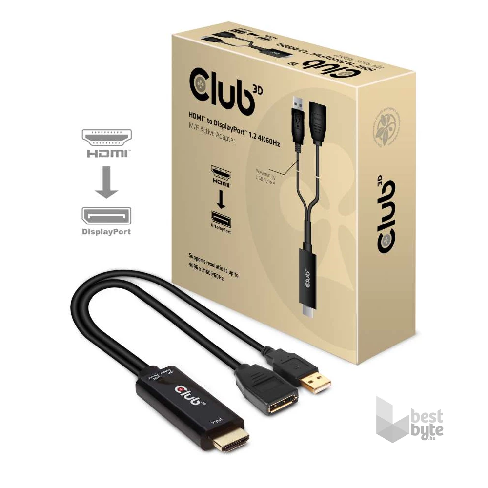 CLUB3D HDMI - Displayport 4K60Hz aktív adapter