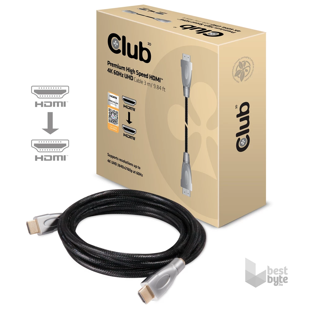 CLUB3D HDMI 2.0 - HDMI 2.0 1m prémium 4K60Hz kábel