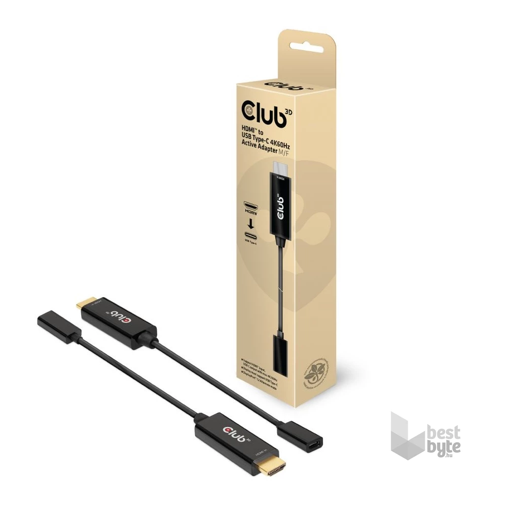 CLUB3D HDMI 2.0 - USB Type C 4K60Hz aktív adapter