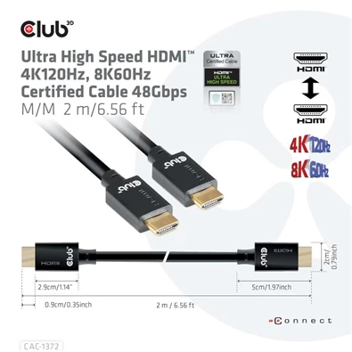 CLUB3D HDMI 2.1 - Ultra High Speed HDMI 4K 120Hz 2m kábel