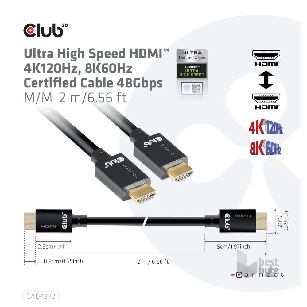 CLUB3D HDMI 2.1 - Ultra High Speed HDMI 4K 120Hz 2m kábel