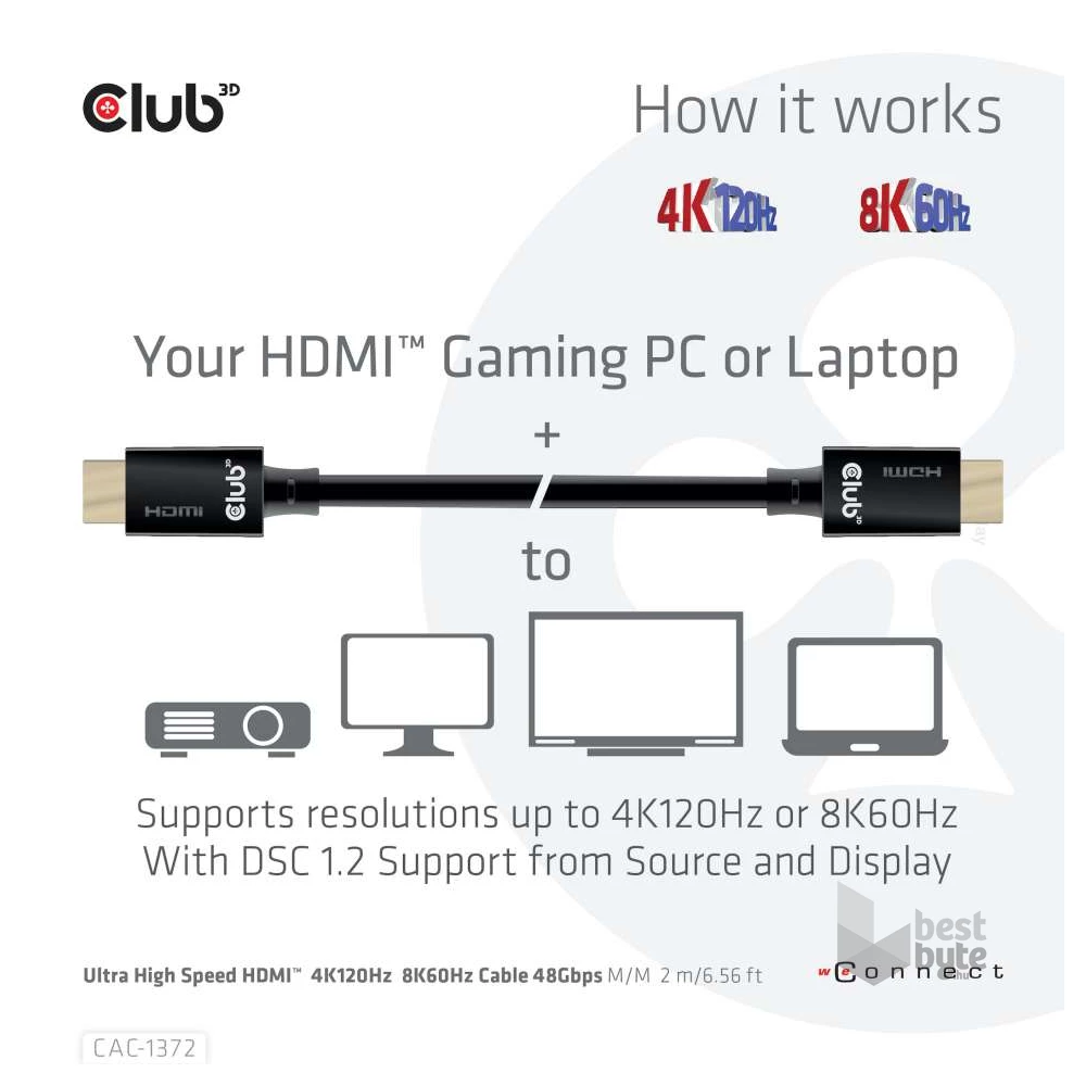 CLUB3D HDMI 2.1 - Ultra High Speed HDMI 4K 120Hz 2m kábel